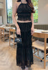 Two Piece Backless Strap Halter Neck Top with Skirt